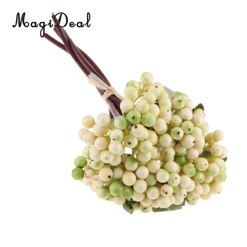 2pcs Artificial Blueberry Berries Fruits with Green Leaf Countertop Fake Flower Vase Potted Home DIY Centerpiece