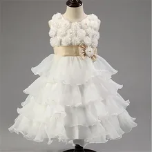 New Baby Girls Summer Elegant Bridesmaid Wedding Dress Flower Layered Dresses Kids Formal Party Princess Tutu Pageant Dresses