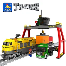AUSINI 25004 подарок набор строительных блоков Модель поезда обучающий коннструктор кирпичные игрушки Конструкторы DIY образовательные игрушки для детей