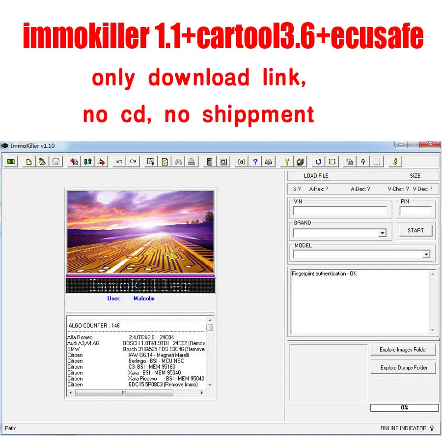 IMMO KILLER V1.1+ программное обеспечение для автомобильного инструмента Cartool V3.6 для Immo и сброса подушки безопасности+ ECUSafe - Цвет: download link no cd