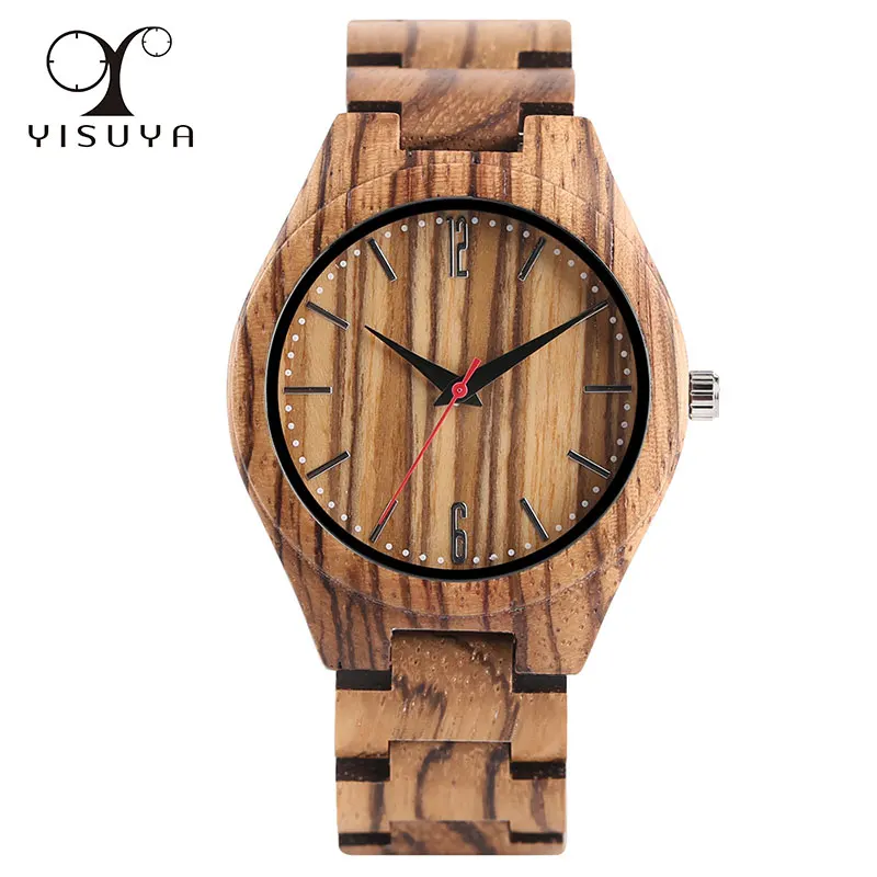 

Retro Style Creative Analog Men's Wrist Watch Full Wood Strap Bracelet Clasp Handmade Nature Pattern Gifts