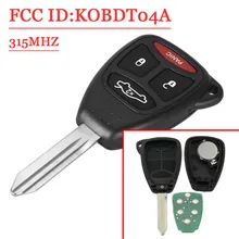 315 МГц KOBDT04A дистанционный Автомобильный ключ 4 кнопки для Dodge Chrysler Jeep Dakota DURANGO зарядное устройство 300 Aspen Grand Cherokee