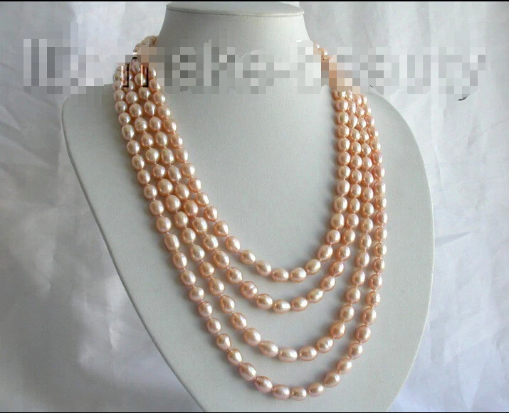 

shipping stunning long 100" 10mm baroque pink freshwater cultured pearl necklace b108