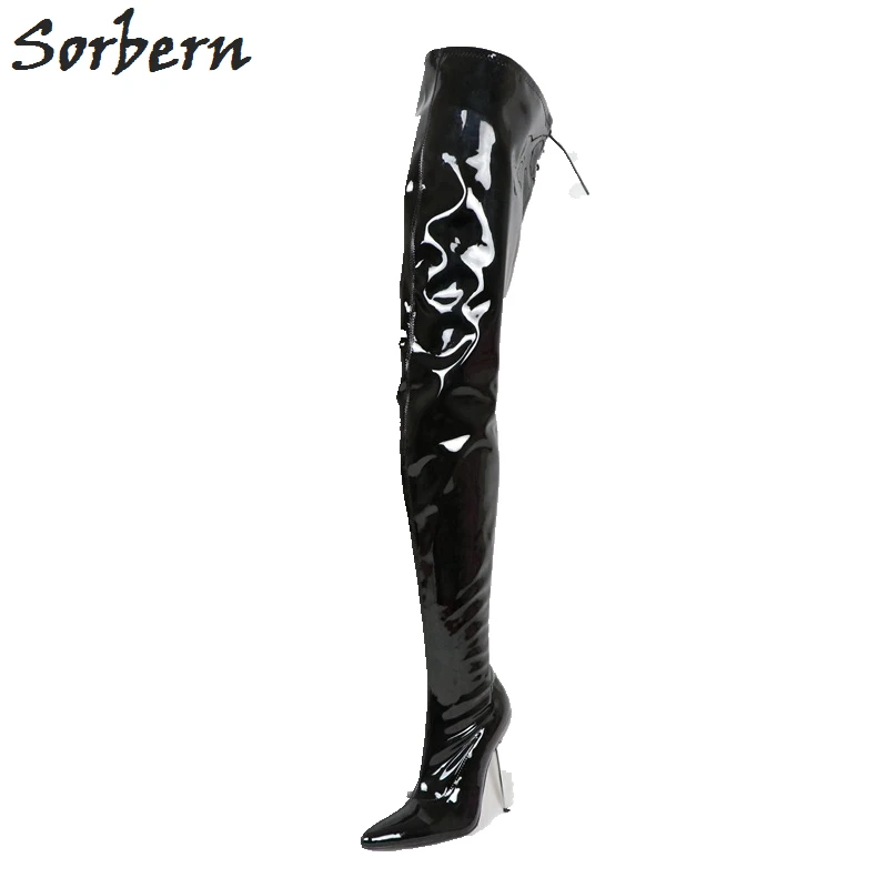 silver high heel boots