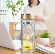 1 STÜCK Neue 300 ML High-grade Doppelwandige glas Wasserflasche mit Teefilter Infuser Schutztasche Kristall tee tasse KD 1462