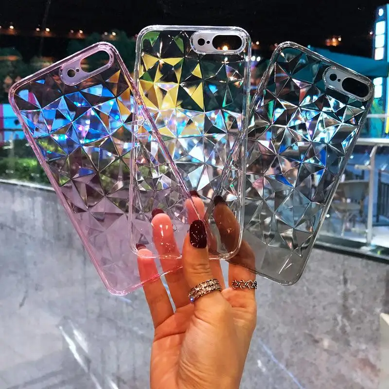 

Soft Silicone Case For Apple iPhone 7 Plus Xs Max XR 8 6S 6 Transparent 3D Crystal Slim Simple Cover For iphone 5se 5s 5 x 10