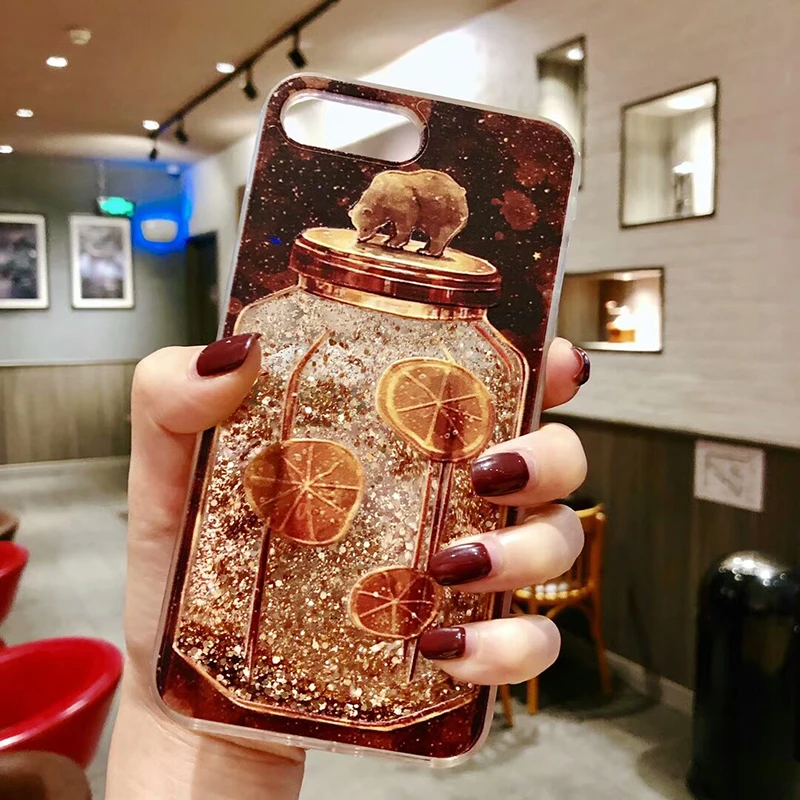 Simple-Luxury-Heart-iCe-Cream-Dream-Cool-Dynamic-Liquid-Quicksand-Phone-Case-For-Huawei-P20-Lite