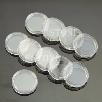 

New 10pcs 21mm Clear Round Cases Coin Storage Capsules Holder Round Plastic
