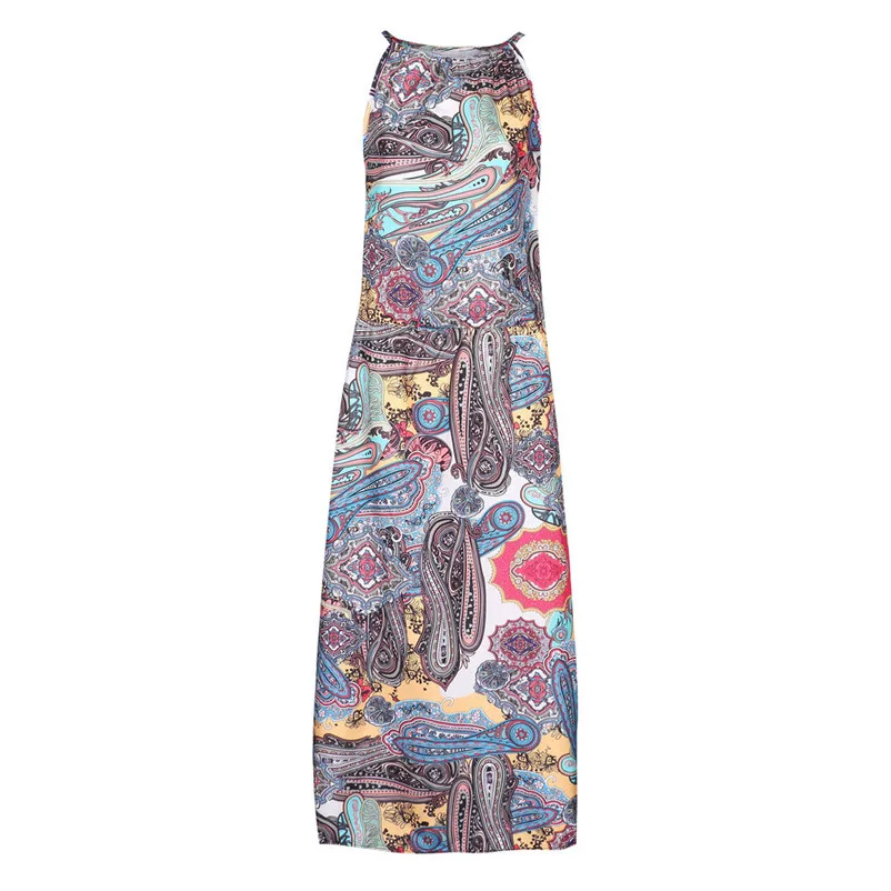 2018 HOT sell Dress summer beach dress Womens Summer Vintage Boho Long Maxi Evening Party Beach Floral Dress vestidos J07#N (2)