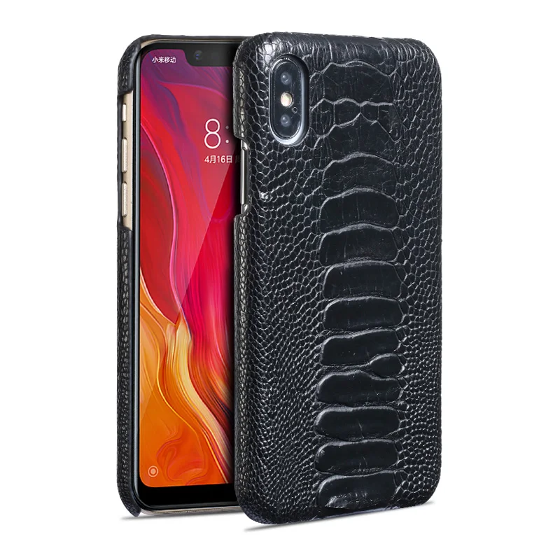 Чехол для телефона из натуральной кожи для xiaomi 8, Стильный чехол для мобильного телефона с отпечатком пальца, защитный чехол для ног страуса