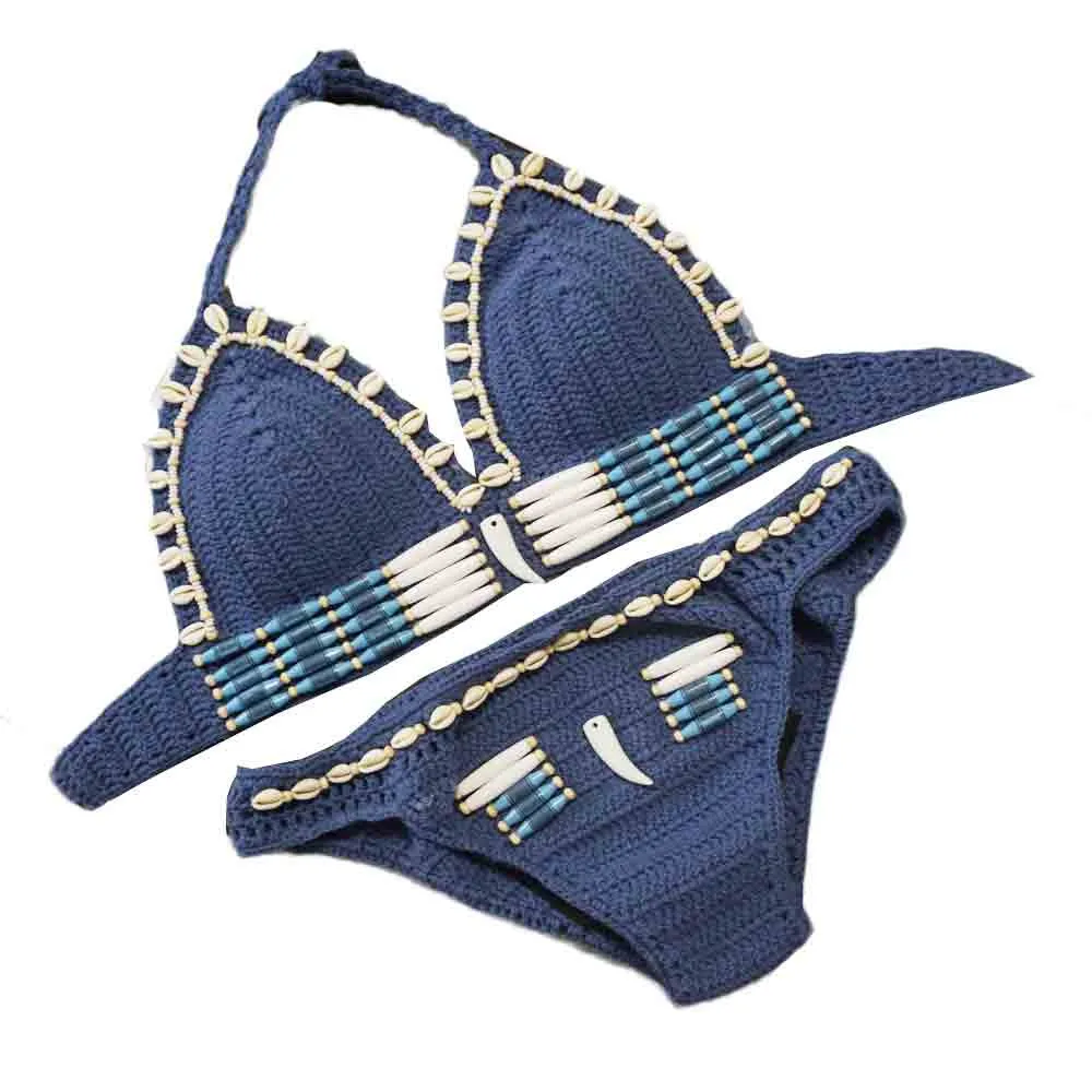 Buy Dropshipping 1 Set Women Handmade Knitted Sexy