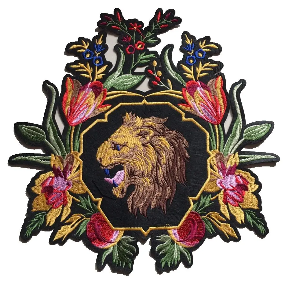 Lion In Flowers Embroidery