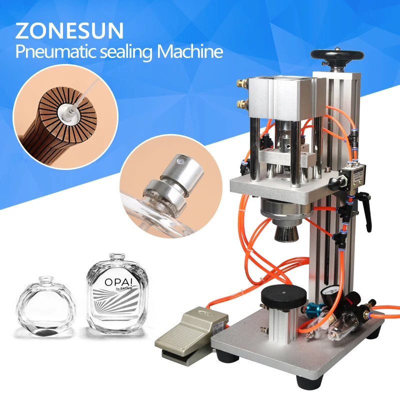 ZONESUN Perfume crimping machine+capper+ metal cap press machine