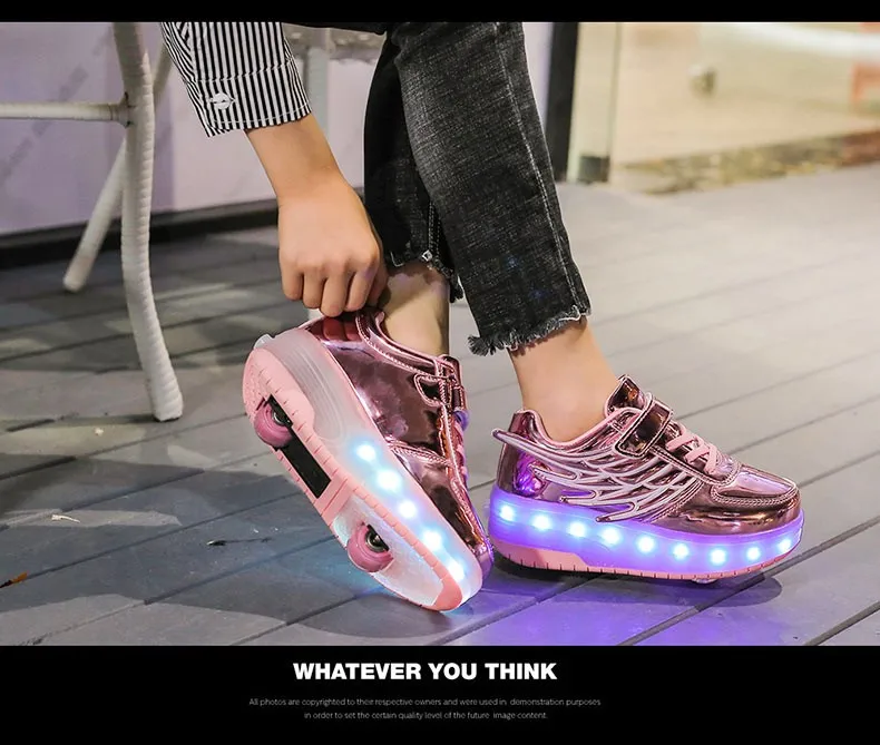 Tênis com Rodas sobre Led Skate para Crianças Usb de Carregamento Luminoso Sapatos Esportes Roller Meninos Meninas Led 2020 Luz 13 High Quality Mamãe e Bebê