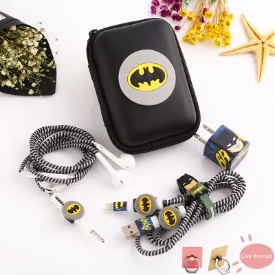 Мультяшный USB кабель для наушников набор протекторов с коробкой наклейки намотки