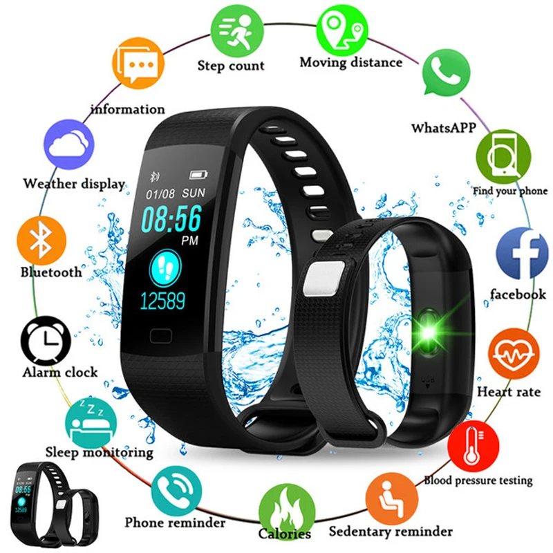 

Y5 Smart Bracelet Band Color Screen Heart Rate Smart Watch Blood Pressure Measurement Sport Fitness tracker Smart Wristband