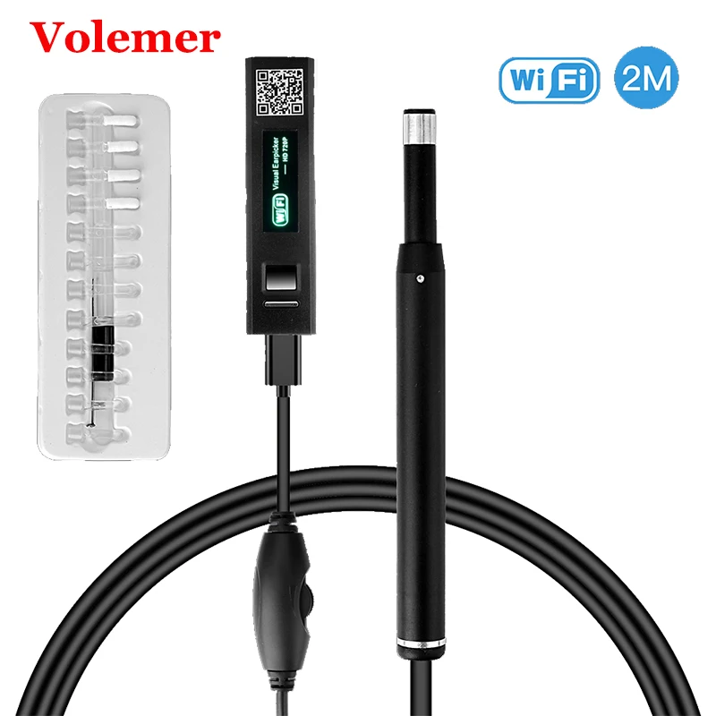 

Volemer Wireless Wifi Otoscope HD Visual Ear Spoon 5.5Mm Lens Mini Inspection Ear Cleaner Endoscope Cameras For Pc Android Ios