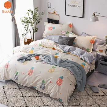 

Pineapple fruit patternBedding set Soft comforter Bedding Sets Pillowcase Printed Polyester Duvet Cover Set Queen King SizeSj279