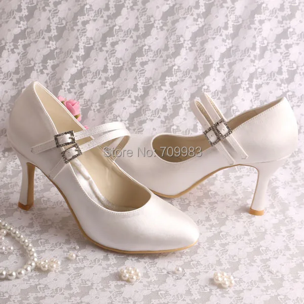 white satin mary jane shoes