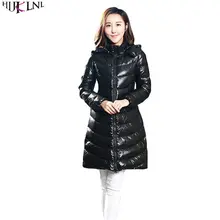 Женский зимний пуховик, длинное меховое пальто с капюшоном, винтажная одежда, тонкие черные куртки, теплая верхняя одежда, Abajo chaqueta AC182