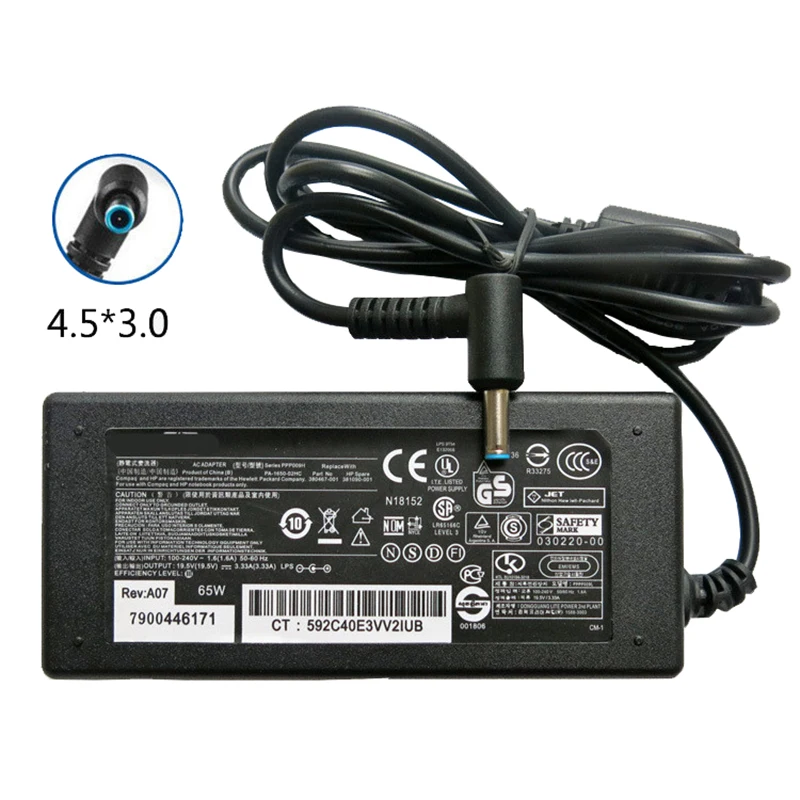 

19.5V 3.33A DC 4.5*3.0mm laptop AC power adapter charger Power Supply for HP Laptop Pavilion 15 Envy 17 EU US UK AU plug