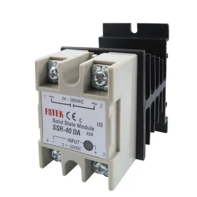 

Single Phase Solid State Relay SSR-25VA 25A 24-380V AC 500K Ohm + Heat Sink