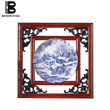

Vintage Dishes Decoration Ornament Hand Painted Ceramic Blue and White Porcelain Circular Saucer Hanging The Wall Plate Souvenir