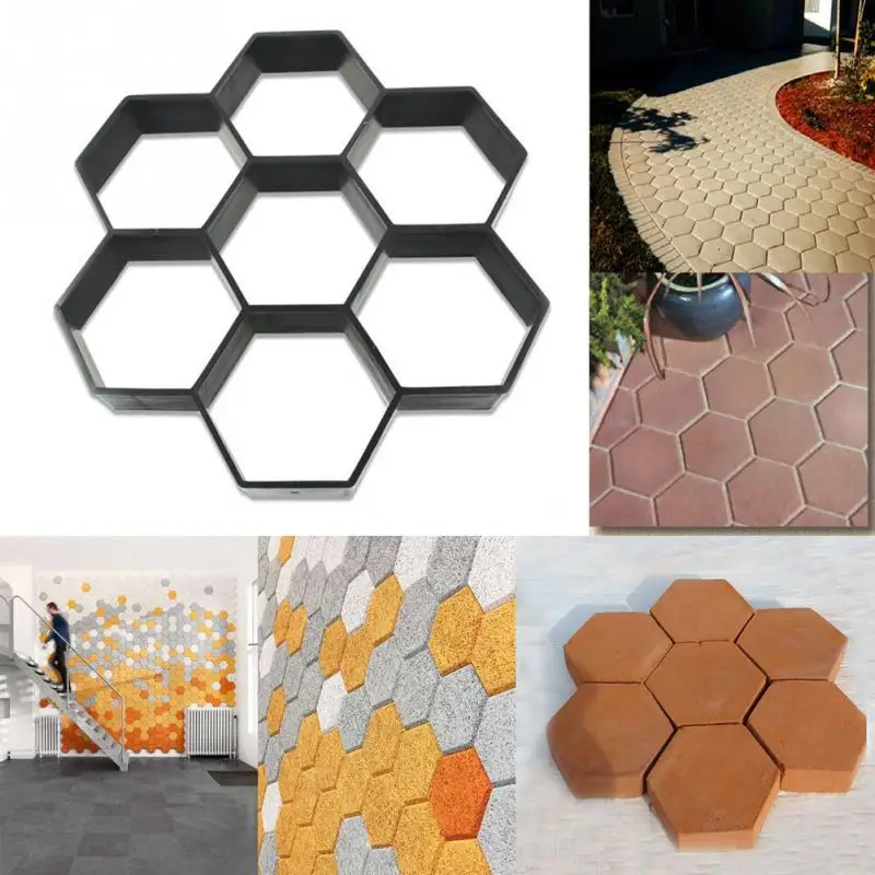 New-Hexagon-Garden-Pavement-Mold-DIY-Path-Maker-Mold-Manually-Paving-Cement-Brick-Molds-Stone-Road