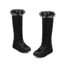 PQECFS/Большие размеры 34-43, высокое качество,, зимние новые модные женские однотонные сапоги до колена с кроличьим мехом 2 цвета