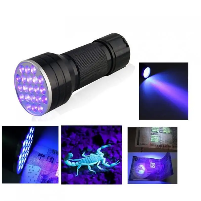 

Aluminium Invisible Blacklight Detection Ink Marker 21 LED UV Ultra Violet Mini Portable Flashlight Torch Light Brand New