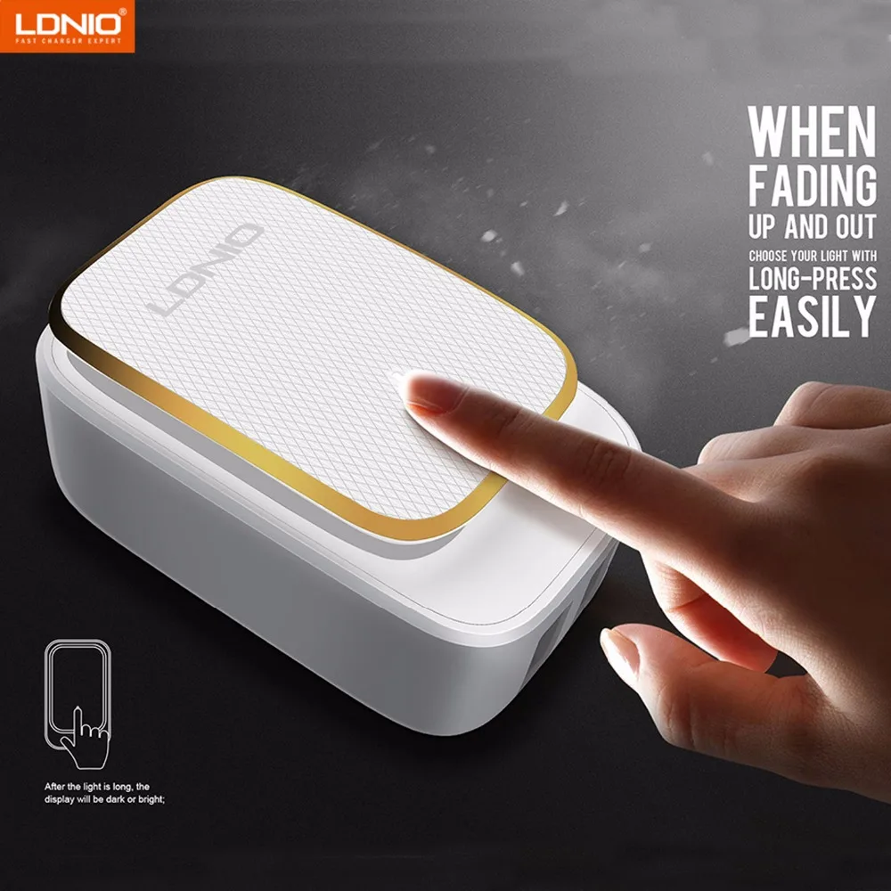

High Quality LDNIO A2205-1 2 Ports USB Touch Press LED Portable Wall Charger Charging For iPhone X 8 8PLUS Smart Phones 5pcs/lot
