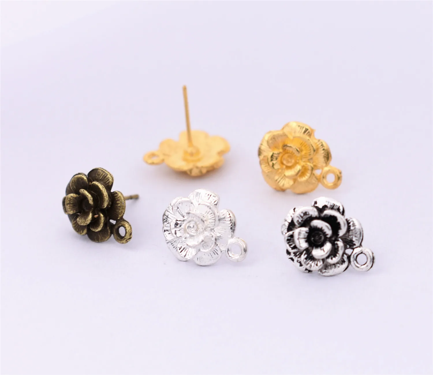 

10pcs(5pair) 14x11mm 4 Colors Plated Alloy Material Flower Style Earrings Clasps Hooks Fittings DIY Jewelry Making Accessories