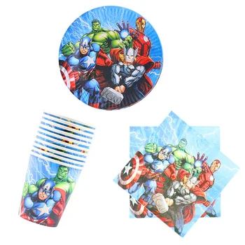 

60pcs/lot Happy Birthday Party Batman/Superman/Iron man Plates Decorate Cups Boys Favors Super Hero Theme Baby Shower Napkins