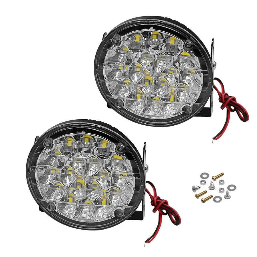 HYZHAUTO 2Pcs 18 LED Round Car Daytime Running Light DRL Fog Light Lamp