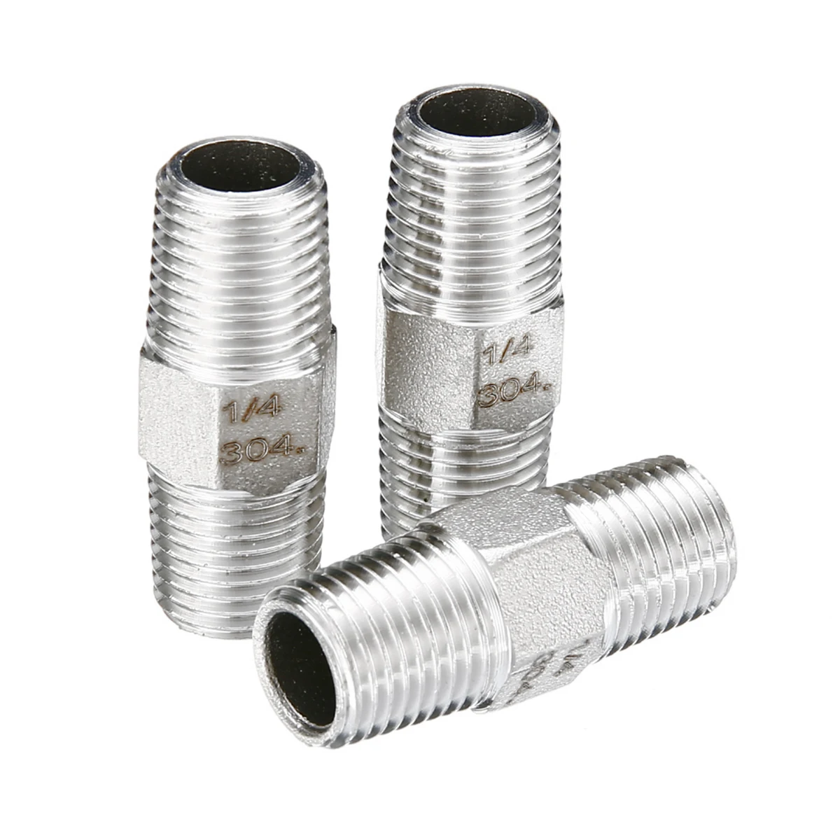 3pcs 304 1/4" BSP Air Line Hose Compressor Fittings Double Outer Tooth Male Connectors Coupler For Hardware Tools Mayitr