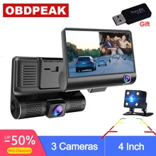 Auto DVR 3 Telecamere Lente Da 4.0 Pollici del Precipitare Della Macchina Fotografica 1080 P Dual Lens Con Telecamera Per La Retromarcia Video Recorder Auto Registrator dvr Dash Cam