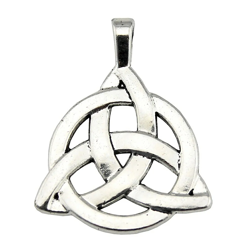 2 шт. Lucky амулет Triquetra Символ Кулон Шарм Triquetra Символ 2 цвета Triquetra Символ амулет подвески 27x35 мм - Окраска металла: Покрытие антикварным серебром