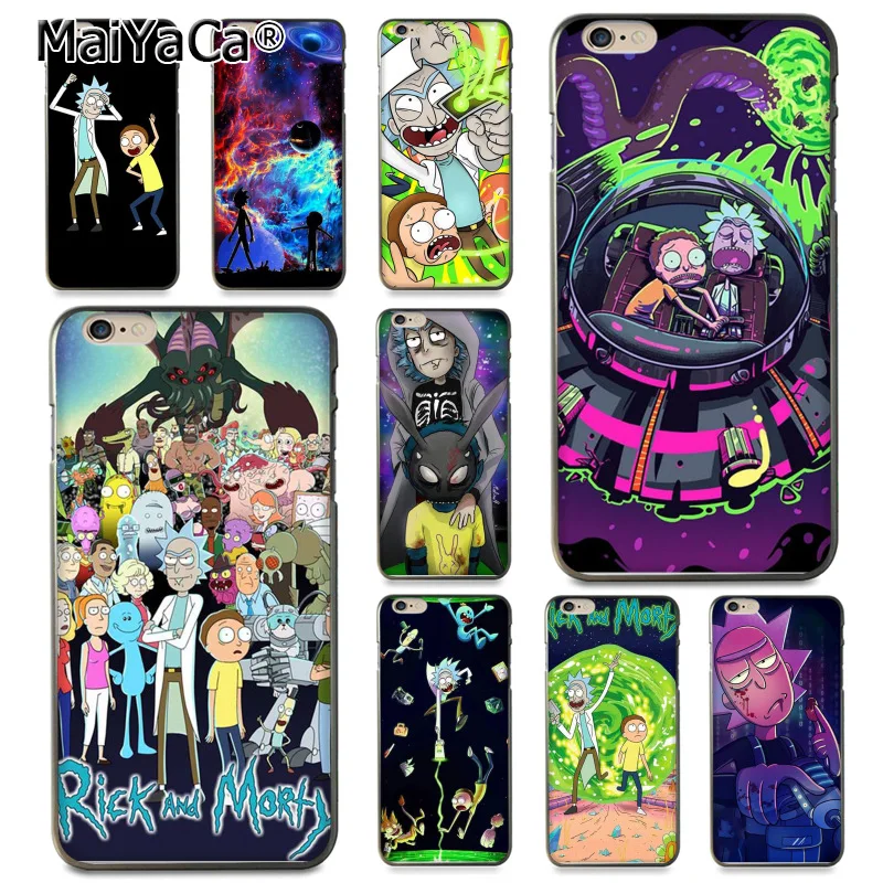 Koop MaiYaCa Cartoon Rick En Morty Coque Shell Telefoon Case voor Apple iPhone 8 7 6 6 S Plus X 5 5 S SE 5C Cover