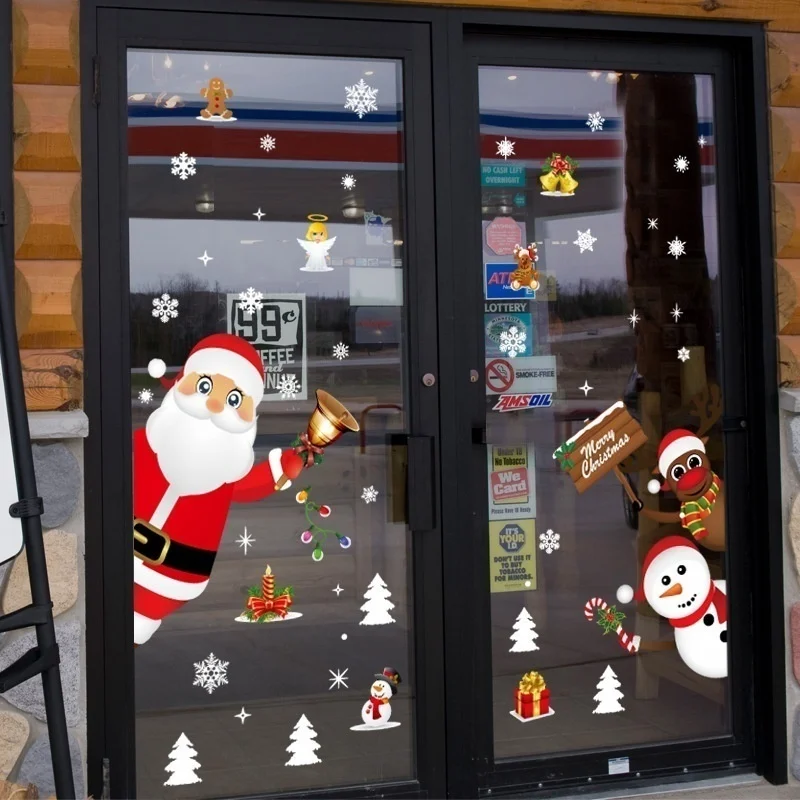 Cartoon Weihnachten Aufkleber Fenster abnehmbare Santa Schneemann Aufkleber