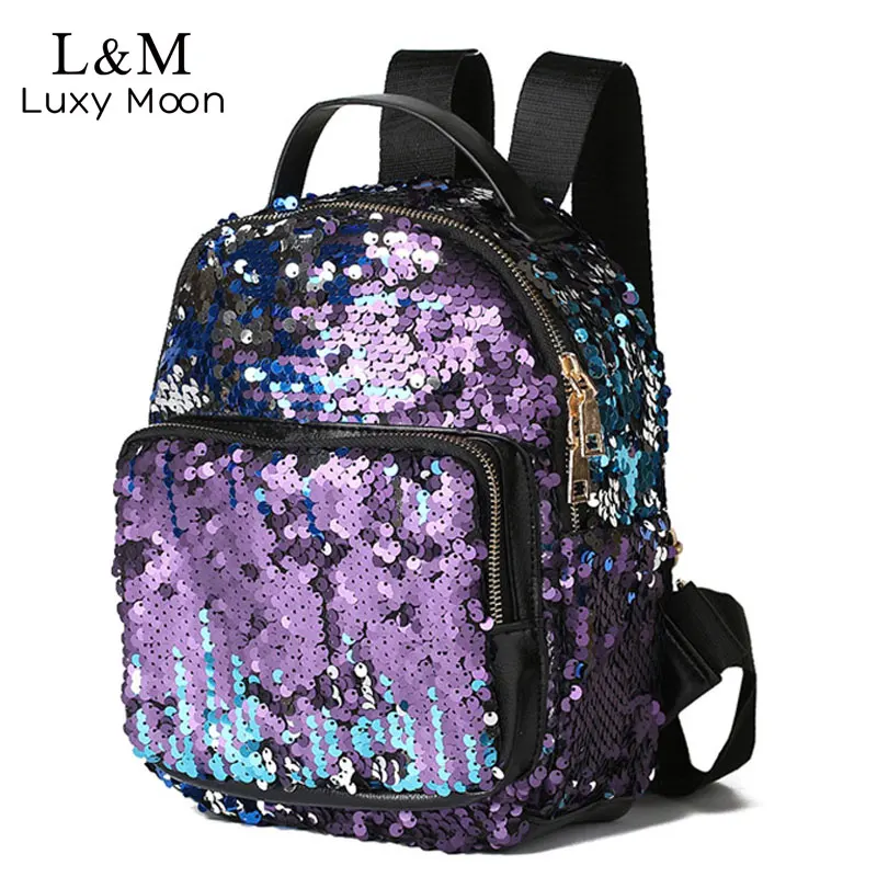 Fashion Small Glitter Backpack Women Silver Sequin Daypack 2018 Mini