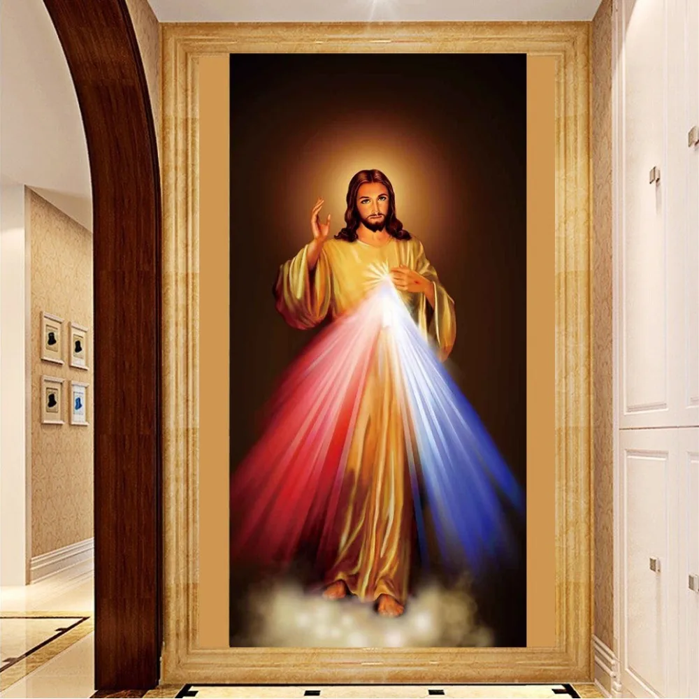 PSHINY-5D-DIY-Diamond-embroidery-Jesus-Christ-religion-pictures-Home-Decor-Full-Mosaic-Kit-round-rhinestone - 