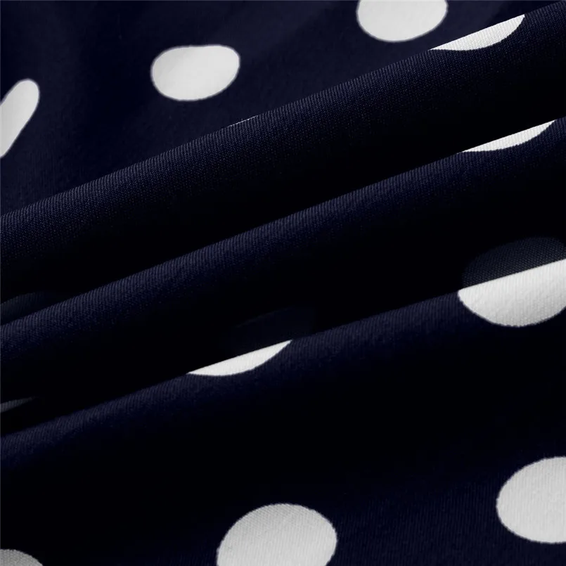  New Women Summer Vintage O-Neck Short Sleeve Beach Polka Dot Bandage Long Maxi Dress Sexy Elegant Lady Holiday New Dress #4R08 (38)