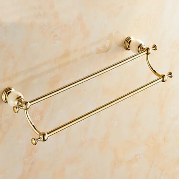 Gold Finish Modern Dual Towel Rack Holder Bathroom Towel Bar Hangerin