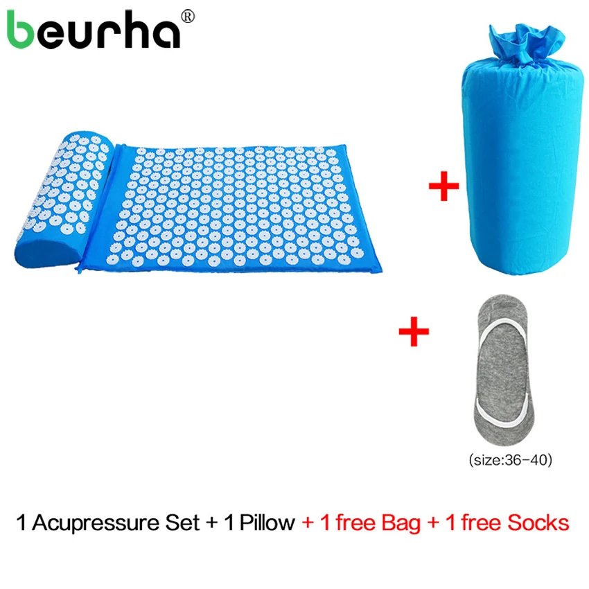 Acupressure Mat Head Neck Back Foot Massage Cushion With Pillow Yoga Spike Mat Anti-stress Acupuncture Needle Massage Pillow Set Acupressure Mat Head Neck Back Foot Massage Cushion With Pillow Yoga Spike Mat Anti-stress Acupuncture Needle Massage Pillow Set