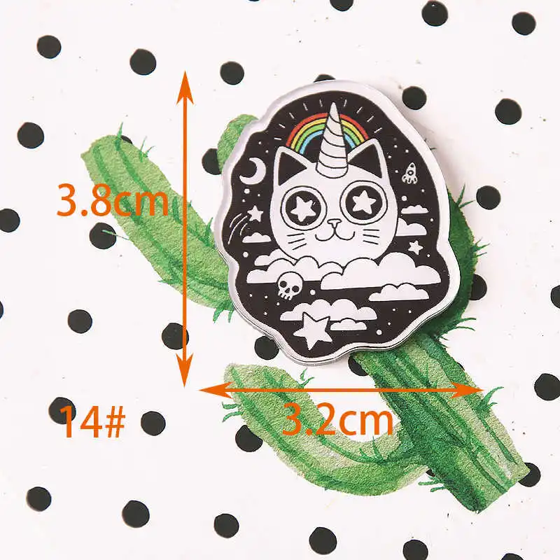 1 шт. микс Кот мультфильм иконы на булавке Kawaii значок bacgees на рюкзак значки на одежду акриловые значки Z82 - Цвет: 14