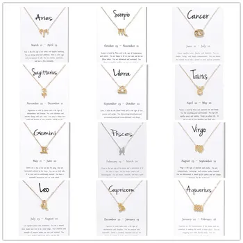 

12pcs Birthday Gifts 12 Constellation Zodiac Pendant Necklace With White Card