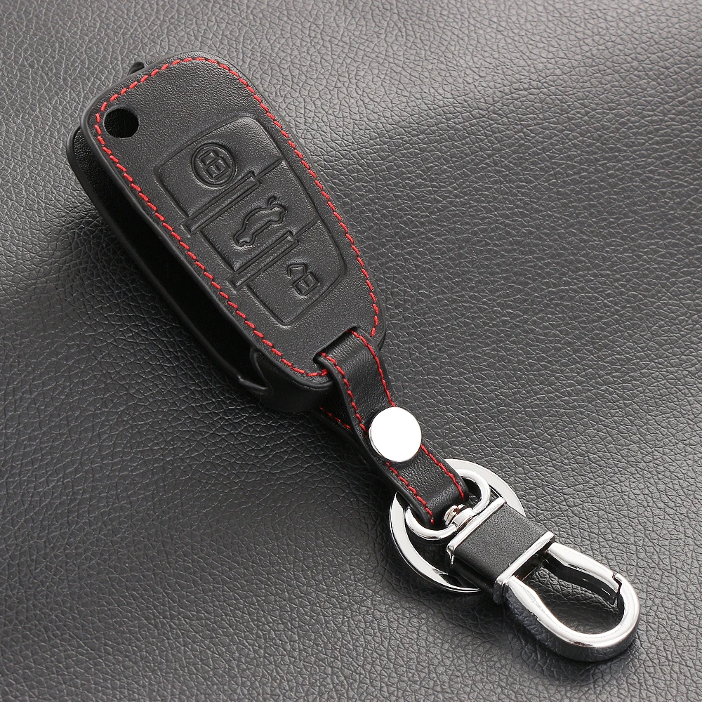 

1pc Leather Car Key Case Cover Skin For Audi A1 A3 A4 Cabriole A6 TT Allroad Q3 Q7 R8 S6 SQ5 RS4 Remote Fob Flip Shell Protec