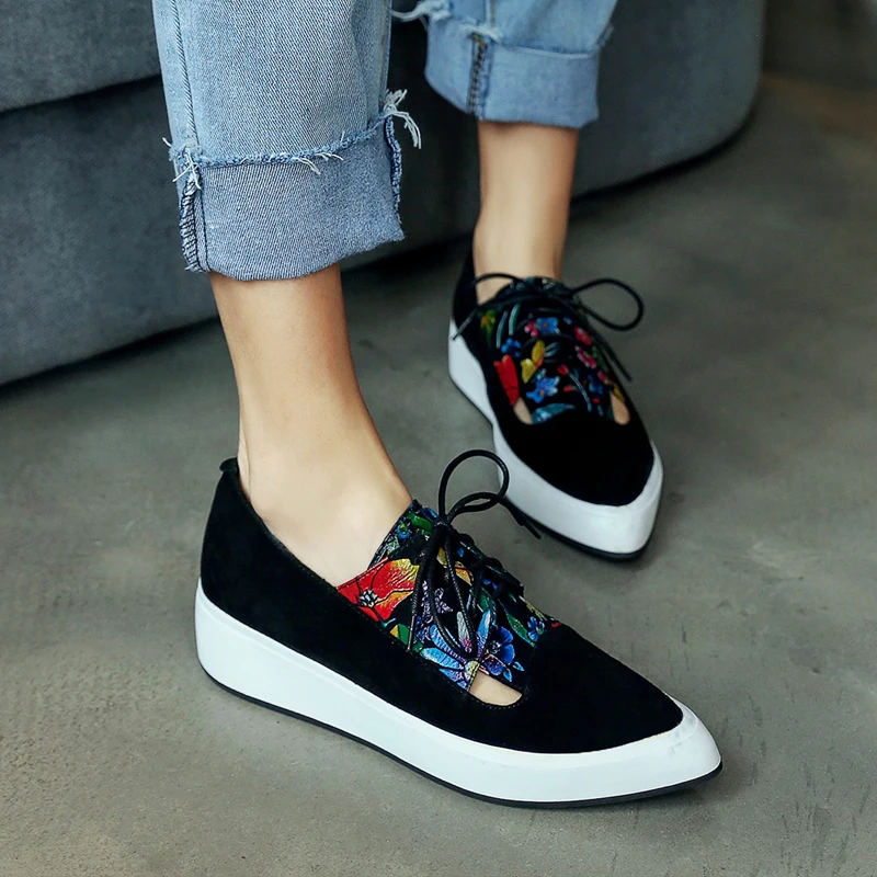 

Women flats spring single oxford shoes 2019 genuine leather flat platform fashion shoes for woman brogues slipon shoes