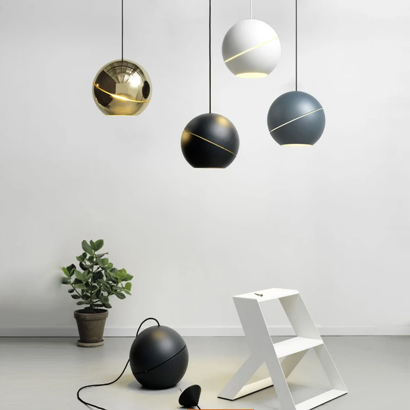 

Nordic modern round balls Pendant Lights Creative Round Moon Brass Suspension Pendant lamp for Dining room Living room drplight