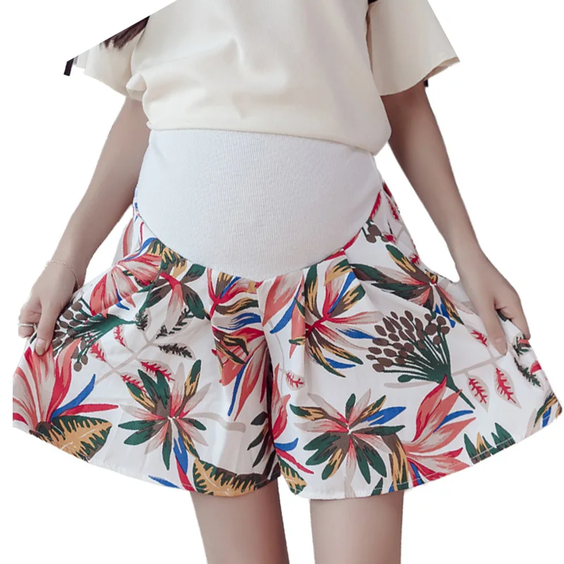 

Maternity Shorts Pregnancy Short Pants For Pregnant Women Floral Loose Chiffon Summer wear High Elastic Belly Care Trousers
